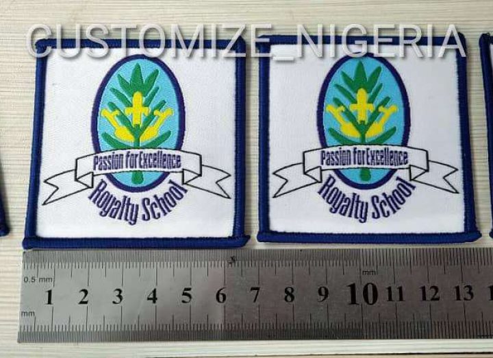 Woven school badges in Nigeria